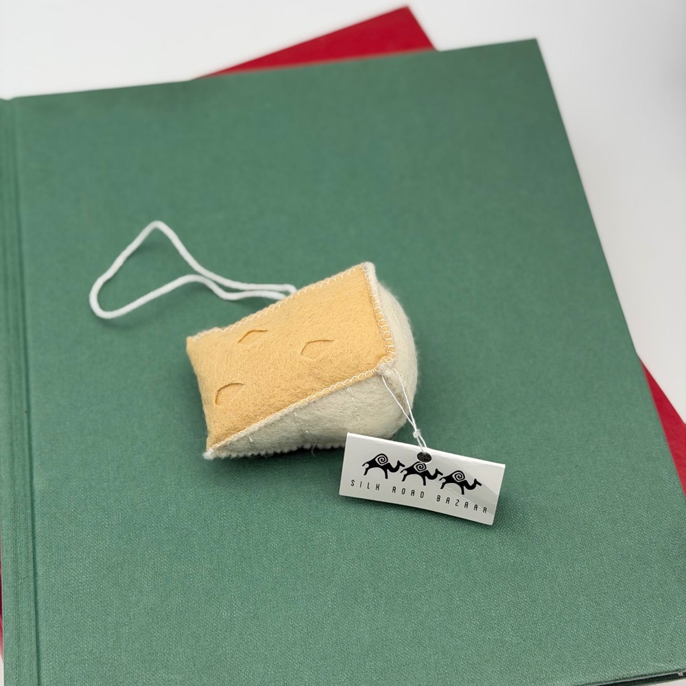 Silk Road Bazaar Cheese Wedge Felt Christmas Ornament NWT French Farmhouse Food